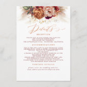 Terracotta Floral Pampas Hochzeit Details Begleitkarte (Vorderseite)