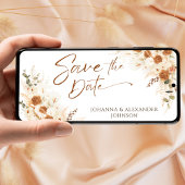 Terracotta Floral Pampas QR Code Wedding Save The Date