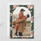 Terracotta Floral Photo Emerald Green Wedding Save The Date (Rückseite)