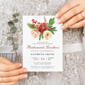 Terracotta Floral Pine Bough Bridesmais Einladung