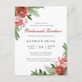 Terracotta Floral Pine Bough Bridesmais Einladungspostkarte (Vorderseite)