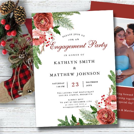 Terracotta Floral Pine Bough Einladung