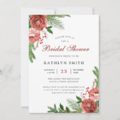 Terracotta Floral Pine Bough Foliage Brautparty Einladung (Vorderseite)