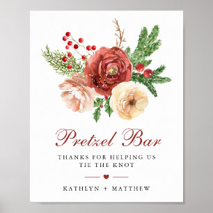 Terracotta Floral Pine Bough Wedel Pretzel Bar Poster
