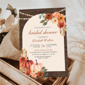 Terracotta Floral Pumpkin Barn Wood Brautparty Einladung