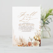 Terracotta Floral Pumpkins Fall Brautparty Einladung (Stehend Vorderseite)