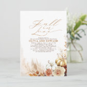 Terracotta Floral Pumpkins Fall Engagement Party Einladung (Stehend Vorderseite)