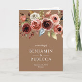 Terracotta Floral QR Code Beige Tan Wedding Einladung (Vorderseite)