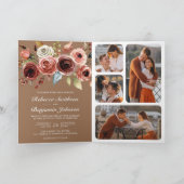 Terracotta Floral QR Code Beige Tan Wedding Einladung (Innenseite)