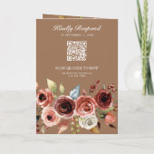 Terracotta Floral QR Code Beige Tan Wedding Einladung (Rückseite)
