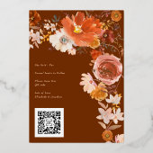 Terracotta Floral QR Code Foto Save the Date Folieneinladung (Rückseite)