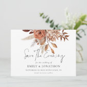 Terracotta Floral QR Hochzeit Rettete den Abend Da Save The Date (Stehend Vorderseite)