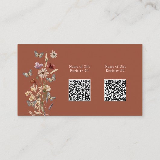 Terracotta Floral Registry Baby Dusche Begleitkarte (Rückseite)