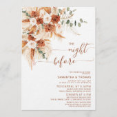 Terracotta floral Rehearsal Dinner Night Before Einladung (Vorderseite)