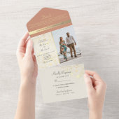 Terracotta Floral Rustic Boho Wedding All In One Einladung (Abreißen)