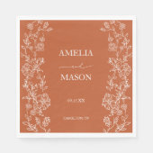 Terracotta Floral Rustic Paper Wedding Serviette (Vorderseite)