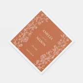 Terracotta Floral Rustic Paper Wedding Serviette (Ecke)