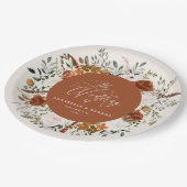 Terracotta floral rustikal elegante moderne Hochze Pappteller (Schrägansicht)