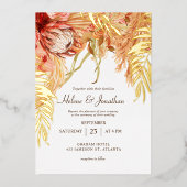 Terracotta Floral Rustikale Hochzeit Folieneinladung (Vorderseite)