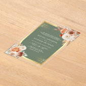 Terracotta Floral Sage Green Gold Wedding Acryleinladungen (Ablage )