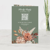 Terracotta Floral Sage Green QR Code Wedding Einladung (Rückseite)