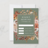 Terracotta Floral Sage Green Wedding RSVP Karte (Vorderseite)