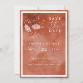 Terracotta Floral Save the Date mit Foto Back (Vorderseite)