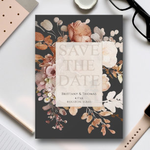 Terracotta Floral Save the Date schwarz Einladung