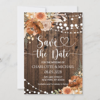 Terracotta Floral Save the Date Wedding Einladung