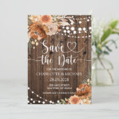 Terracotta Floral Save the Date Wedding Einladung (Stehend Vorderseite)