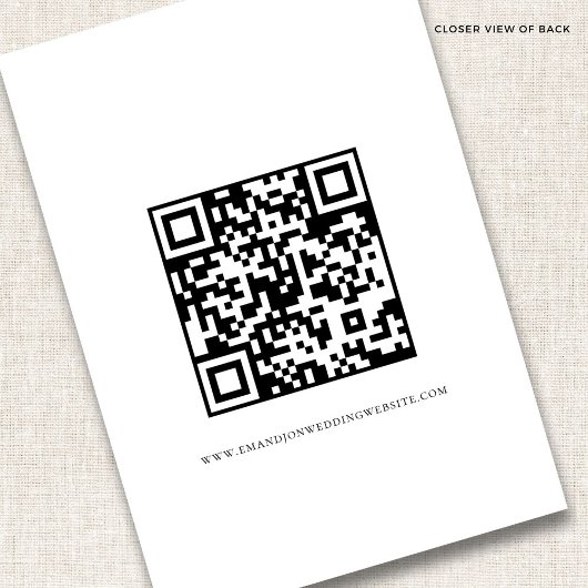 Terracotta Floral Script QR Code Hochzeitsdetails Begleitkarte