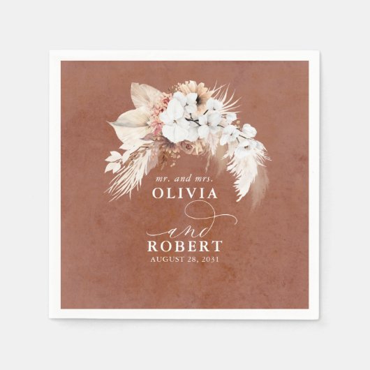 Terracotta Floral Serviette (Vorderseite)