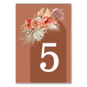 Terracotta Floral Tischnummer Cards (Rückseite)
