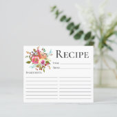 Terracotta Floral Wasserfarben Dusche Rezeptkarte (Stehend Vorderseite)