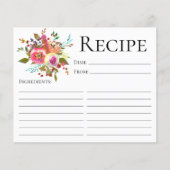 Terracotta Floral Wasserfarben Dusche Rezeptkarte (Vorderseite)