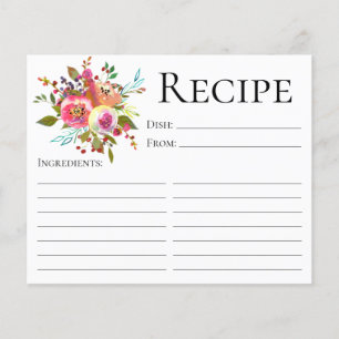 Terracotta Floral Wasserfarben Dusche Rezeptkarte