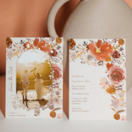 Terracotta Floral Wedding Arch Foto Save the Date Folieneinladung