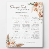 Terracotta Floral Wedding Chart Fotoplatte (Vorderseite)