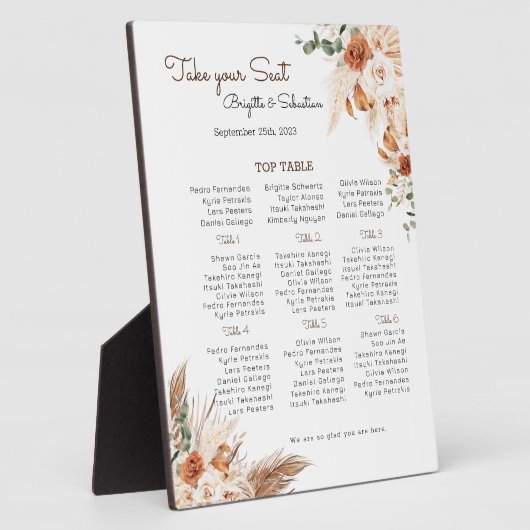 Terracotta Floral Wedding Chart Fotoplatte (Seite)