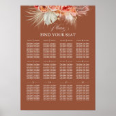 Terracotta Floral Wedding Chart Poster (Vorne)