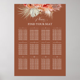Terracotta Floral Wedding Chart Poster