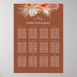 Terracotta Floral Wedding Chart Poster