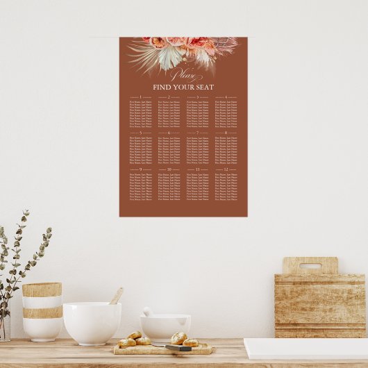 Terracotta Floral Wedding Chart Poster (Küche)
