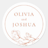 Terracotta Floral Wedding Classic Round Sticker (Vorderseite)