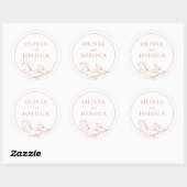 Terracotta Floral Wedding Classic Round Sticker (Blatt)