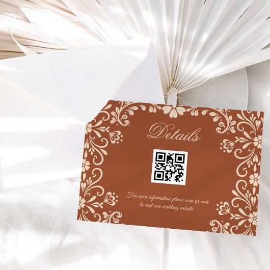 Terracotta Floral Wedding Details Begleitkarte