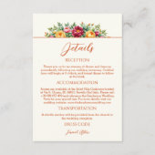 Terracotta Floral Wedding Details Karte (Vorderseite)