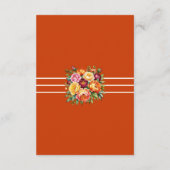 Terracotta Floral Wedding Details Karte (Rückseite)