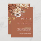 Terracotta Floral Wedding Details Karten (Vorne/Hinten)