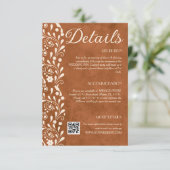 Terracotta Floral Wedding Details QR code Begleitkarte (Stehend Vorderseite)